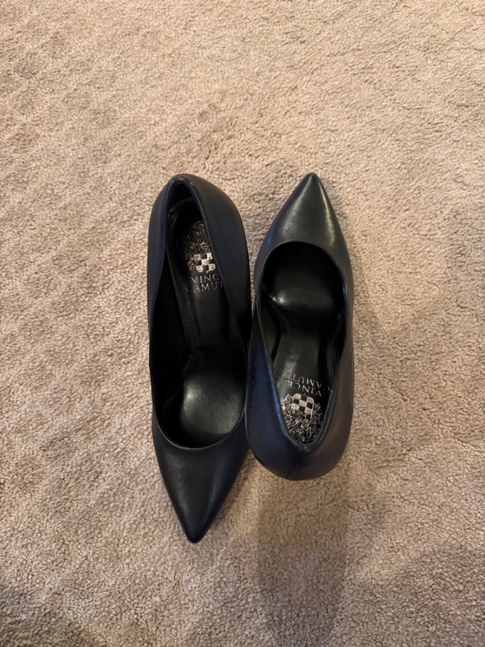 Vince Camuto Black Leather Pointed-Toe Pumps like new - worn once
